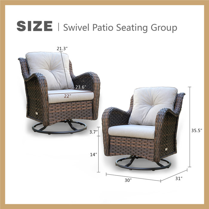 Bayou Breeze Brice Rocking Swivel Patio Chair with Cushions & Reviews